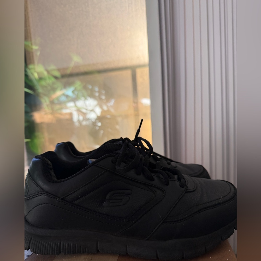 Skechers Women’s Workshoes All-Black Sneakers (No Slip Grip)